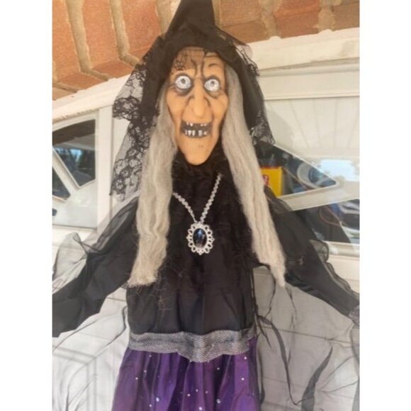 47” Hanging Animated Talking Witch Decoration with...